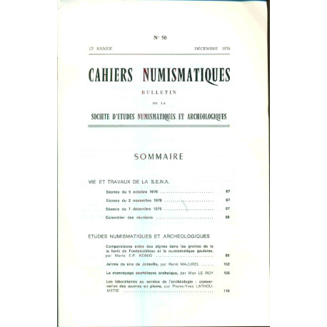 Cahiers numismatiques Bulletin de la Société d'etudes...
