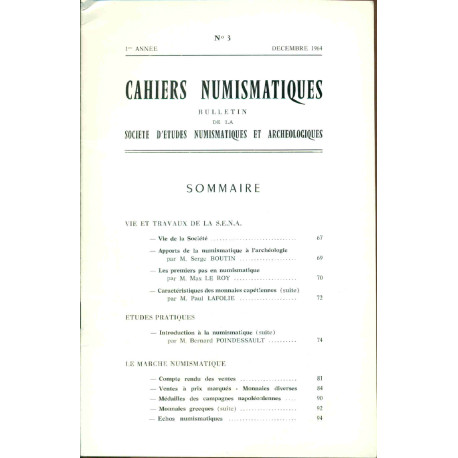 Cahiers Numismatiques Bulletin de la Société d'Etudes...