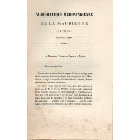 Numismatiqsue Mérovingienne de la Maurienne (Savoie) deuxième lettre