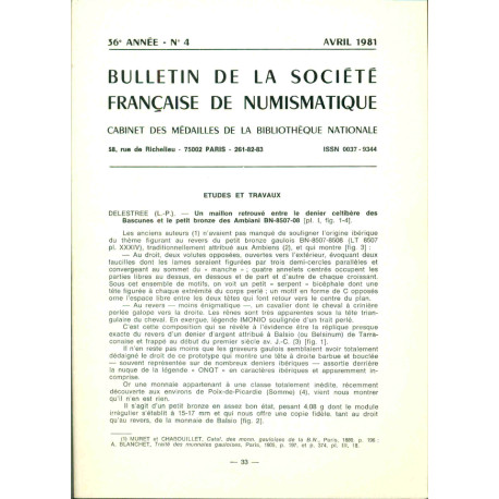 Bulletin de la société française de Numismatique. Cabinet des...