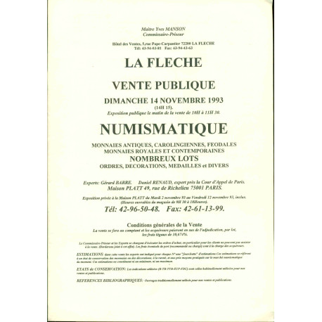 La Fleche vente publique . Numismatique Monnaies antiques...